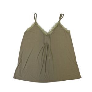 POL Eyelash Lace Trimmed Cami Tank Top Olive Green Women S Boho Romantic Earthy